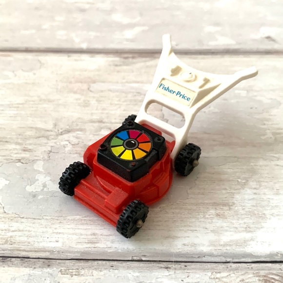 Fisher Price Vintage Lawn Mower Toy Red White Kids Retro Toys - Picture 1 of 2
